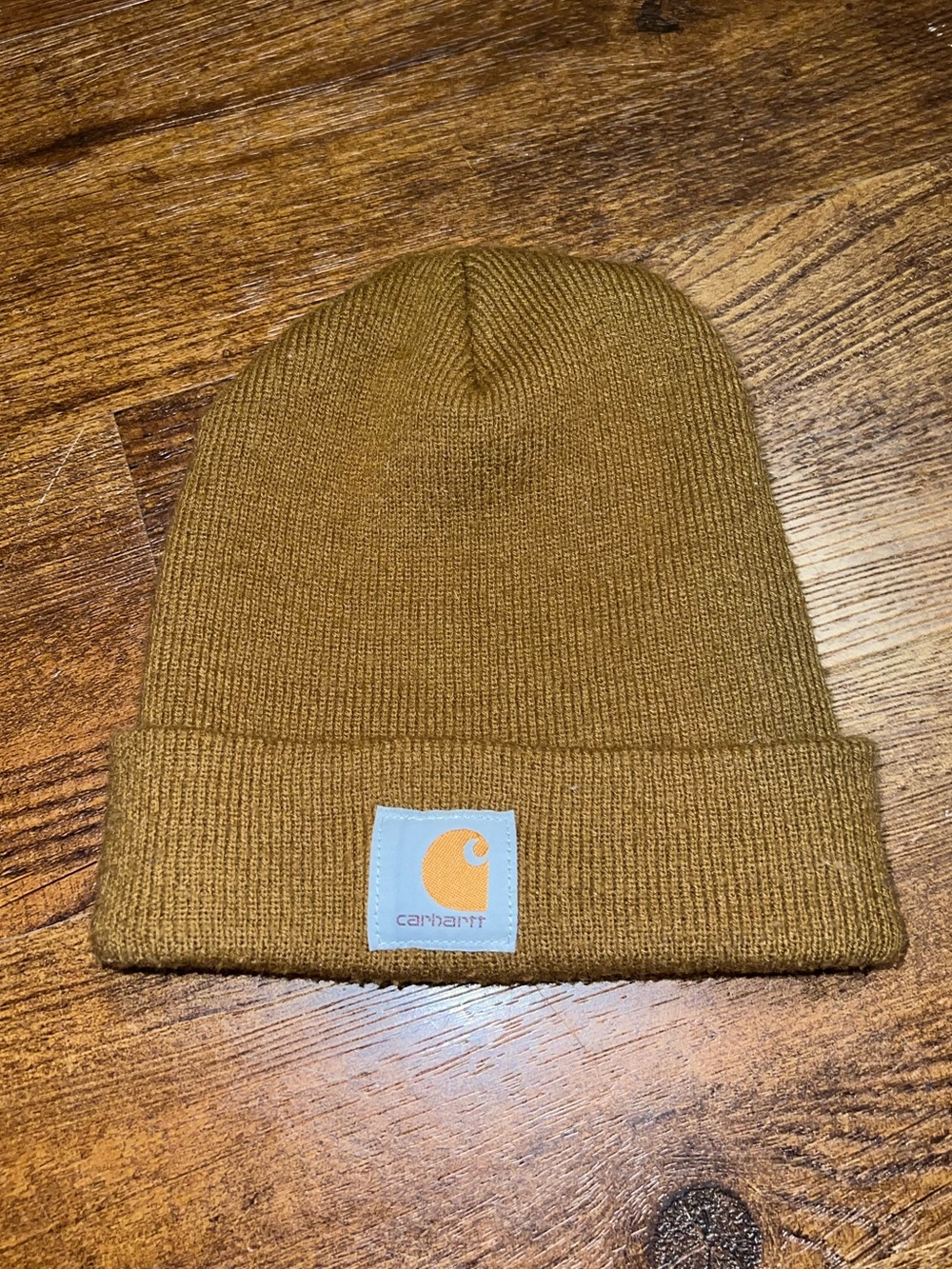 Carhartt Rib-Knit Brown Folded Cuff Classic Outdoor Beanie One Size - Picture 2 of 3
